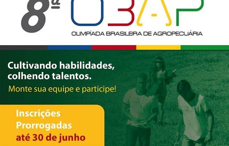Prazo de inscrições alargado para a 8ª Olimpíada Brasileira de Agropecuária
