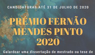 Abertas candidaturas ao Prémio Fernão Mendes Pinto (Edição 2020)